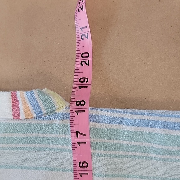 LOFT Outlet Size XS Washed Multi Color Striped Button Down Short Sleeve Shirt - Picture 7 of 11